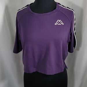 3/$30 KAPPA Cropped Logo High Low Half Sleeve 100% Cotton Eggplant